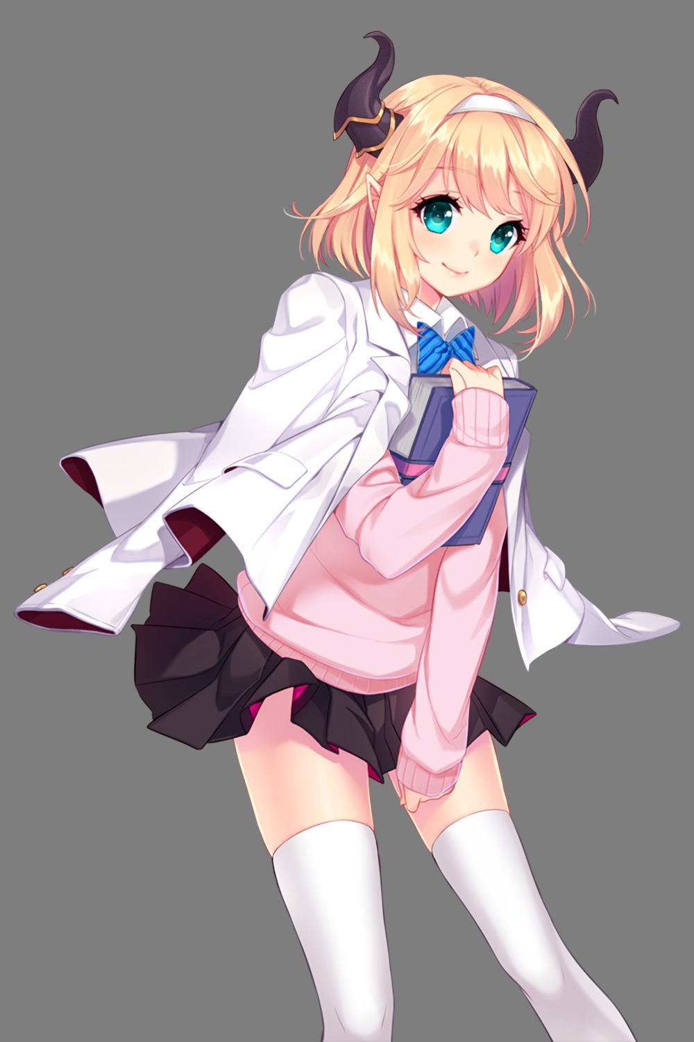 dmyo horns pointy_ears seifuku soccer_spirits sweater thighhighs transparent_png