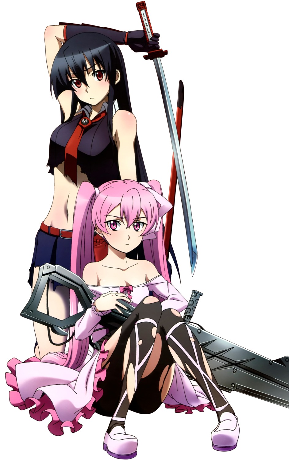 akame akame_ga_kill! cleavage gun mein sword tagme thighhighs torn_clothes