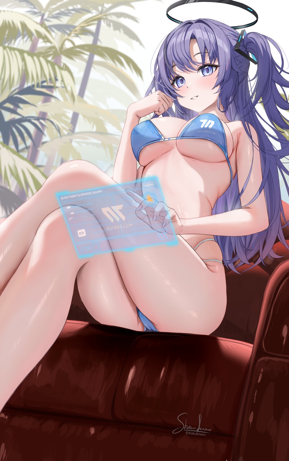 bikini blue_archive halo hayase_yuuka shem_kako swimsuits thong