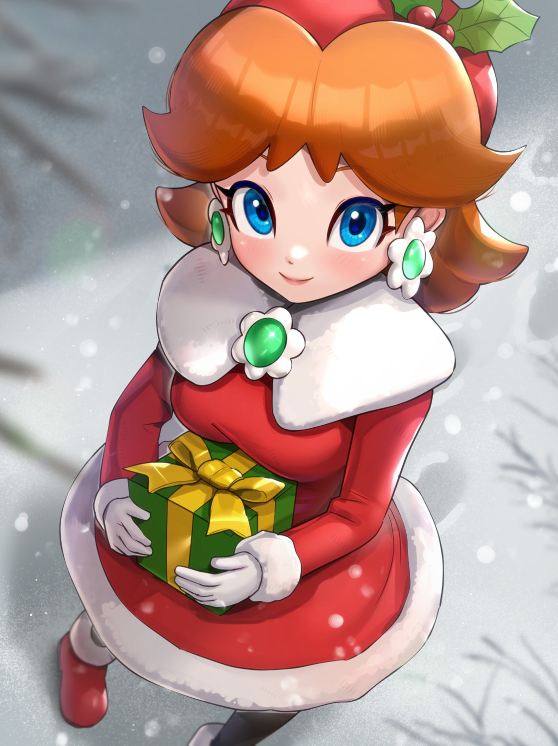 christmas dress gonzarez mario_bros. pantyhose princess_daisy