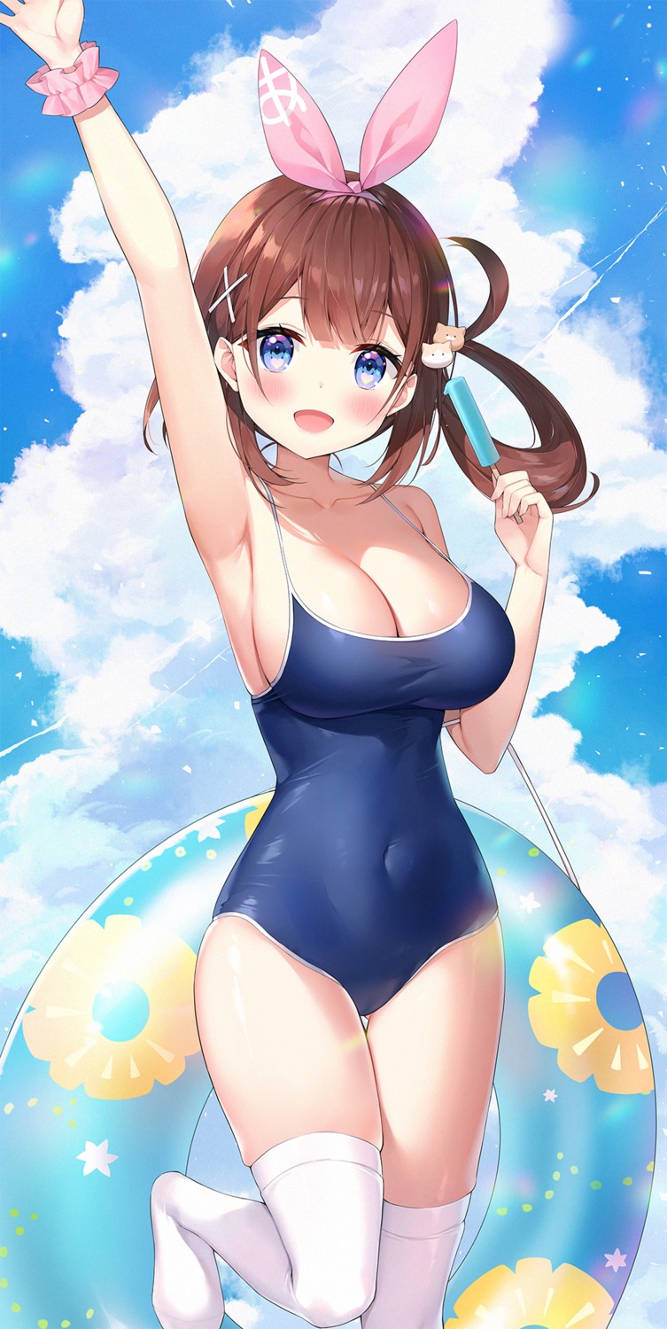 ayamy ayamy_(vtuber) indie_virtual_youtuber school_swimsuit swimsuits thighhighs