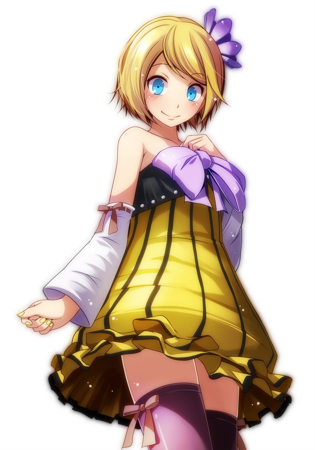 dress kagamine_rin thighhighs tsukishiro_saika vocaloid