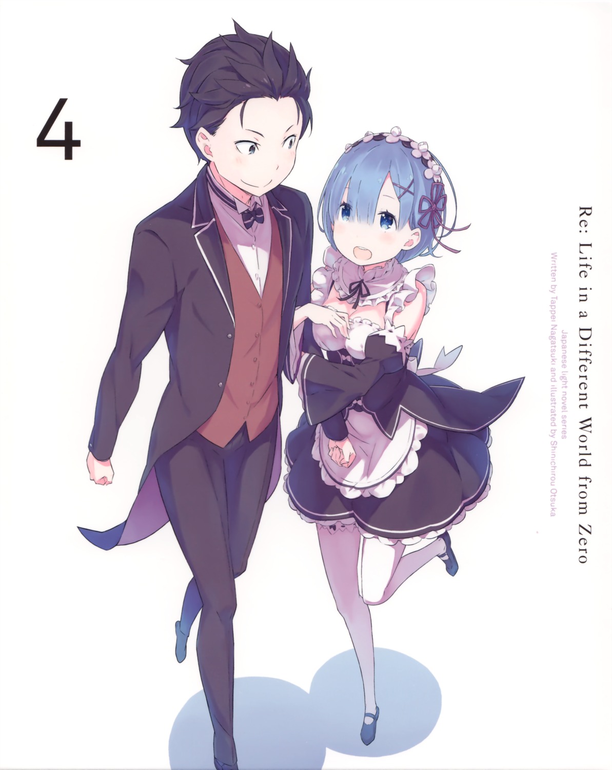 disc_cover maid natsuki_subaru ootsuka_shinichirou re_zero_kara_hajimeru_isekai_seikatsu rem_(re_zero) thighhighs