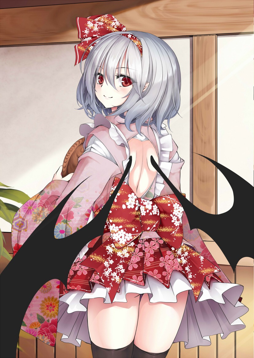 japanese_clothes remilia_scarlet thighhighs touhou utakata wings