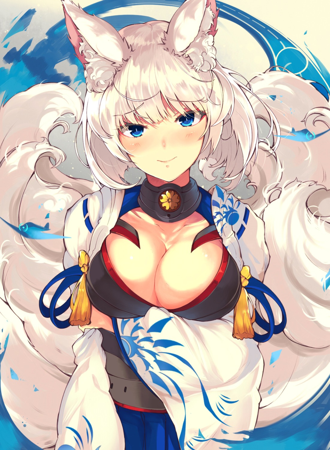 animal_ears azur_lane cleavage kaga_(azur_lane) mikususannda tail