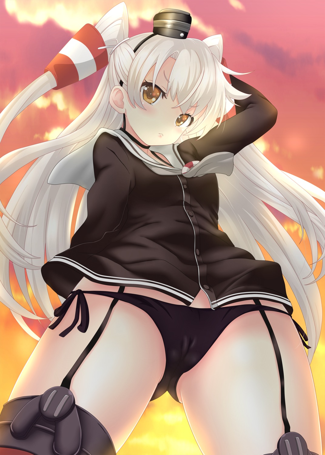 amatsukaze_(kancolle) cameltoe kantai_collection nendoroya pantsu seifuku stockings string_panties thighhighs