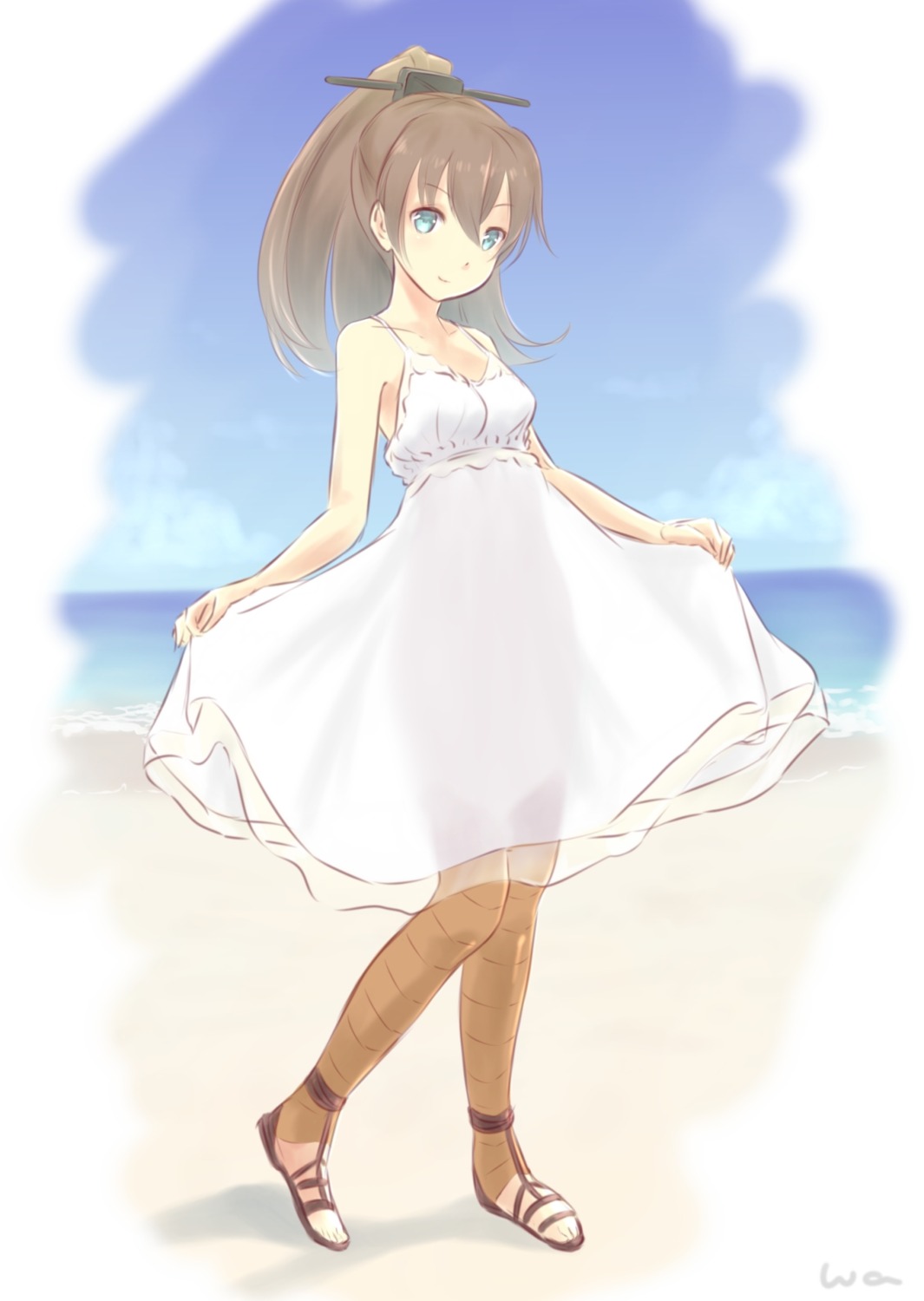dress kantai_collection kumano_(kancolle) summer_dress wa_(genryusui)