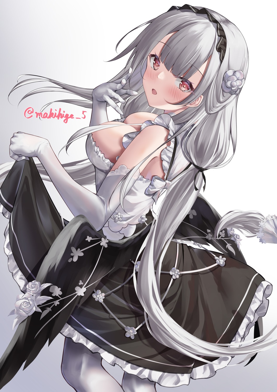 azur_lane maid makihige no_bra scylla_(azur_lane) wings