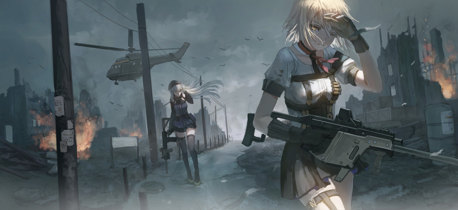 girls_frontline gun hk416_(girls_frontline) thighhighs vector_(girls_frontline) xukong