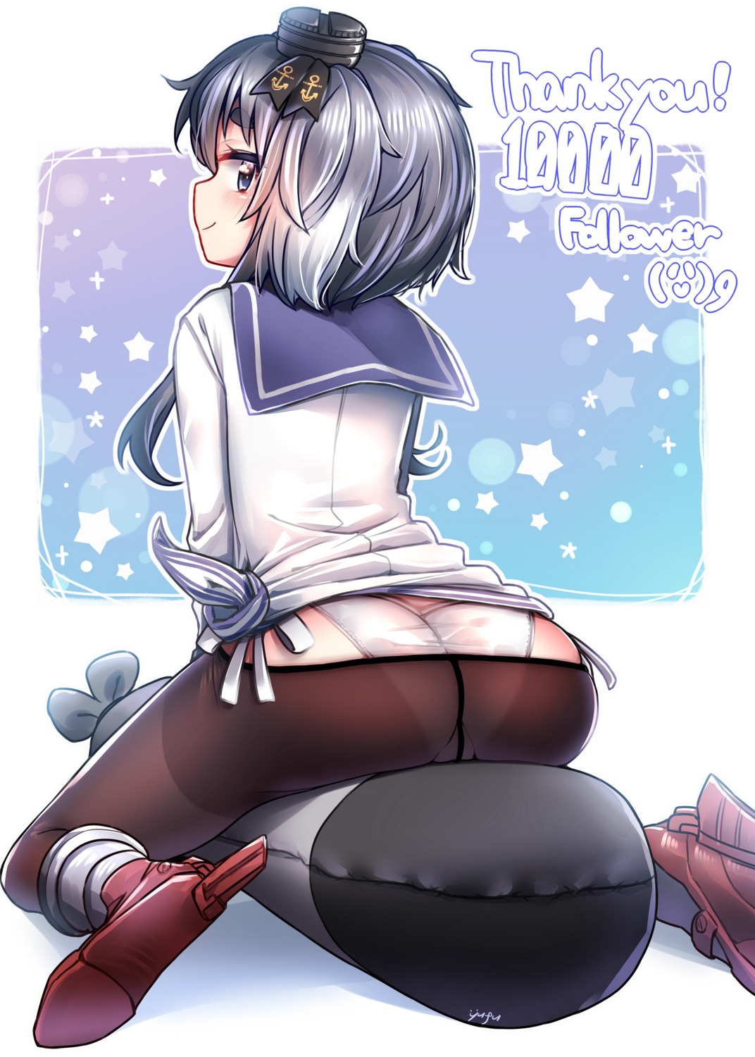 ass kantai_collection pantsu pantyhose seifuku tokitsukaze_(kancolle) yufukiri