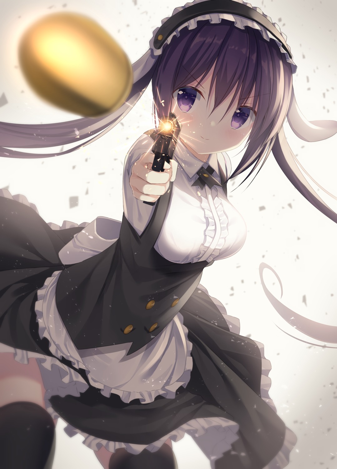 animal_ears bunny_ears gochuumon_wa_usagi_desu_ka? gun maid pizzzica skirt_lift tedeza_rize thighhighs waitress