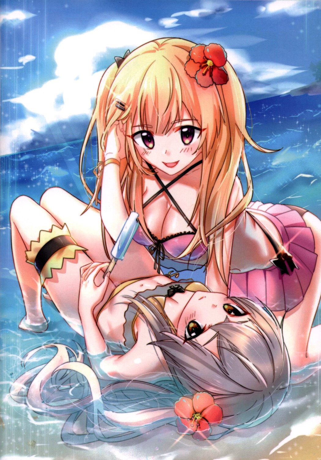 bikini cleavage garter girls_frontline swimsuits tagme ump45_(girls_frontline) ump9_(girls_frontline) wet