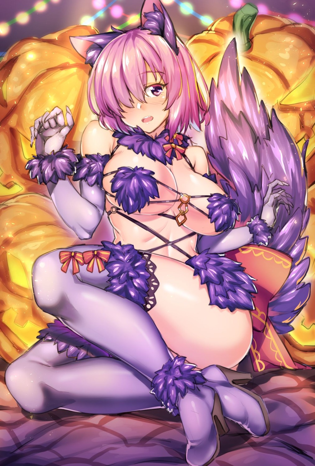 animal_ears cosplay fate/grand_order heels mash_kyrielight merufena tail thighhighs