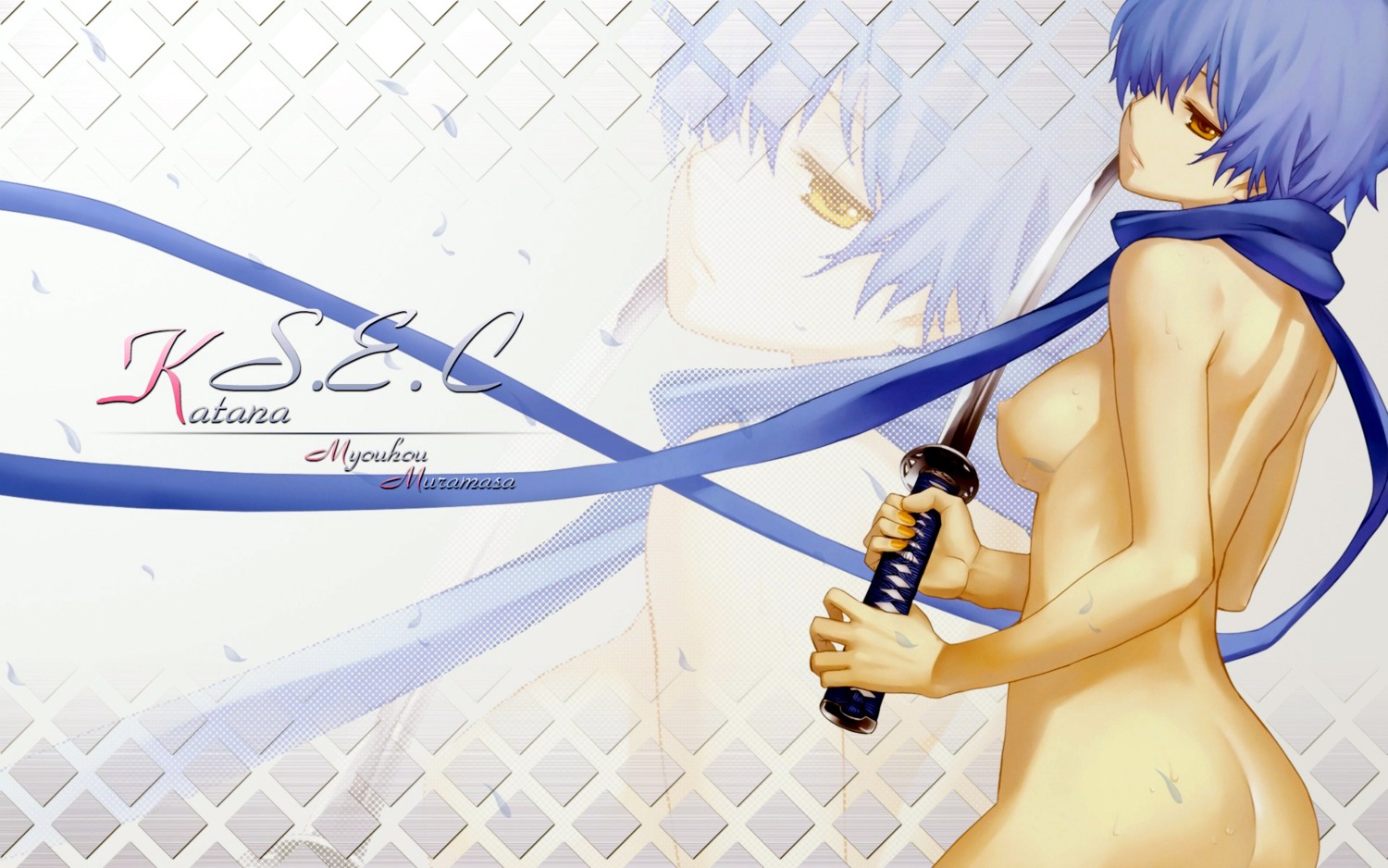 ass nagi_ryou naked nipples sword wallpaper wet