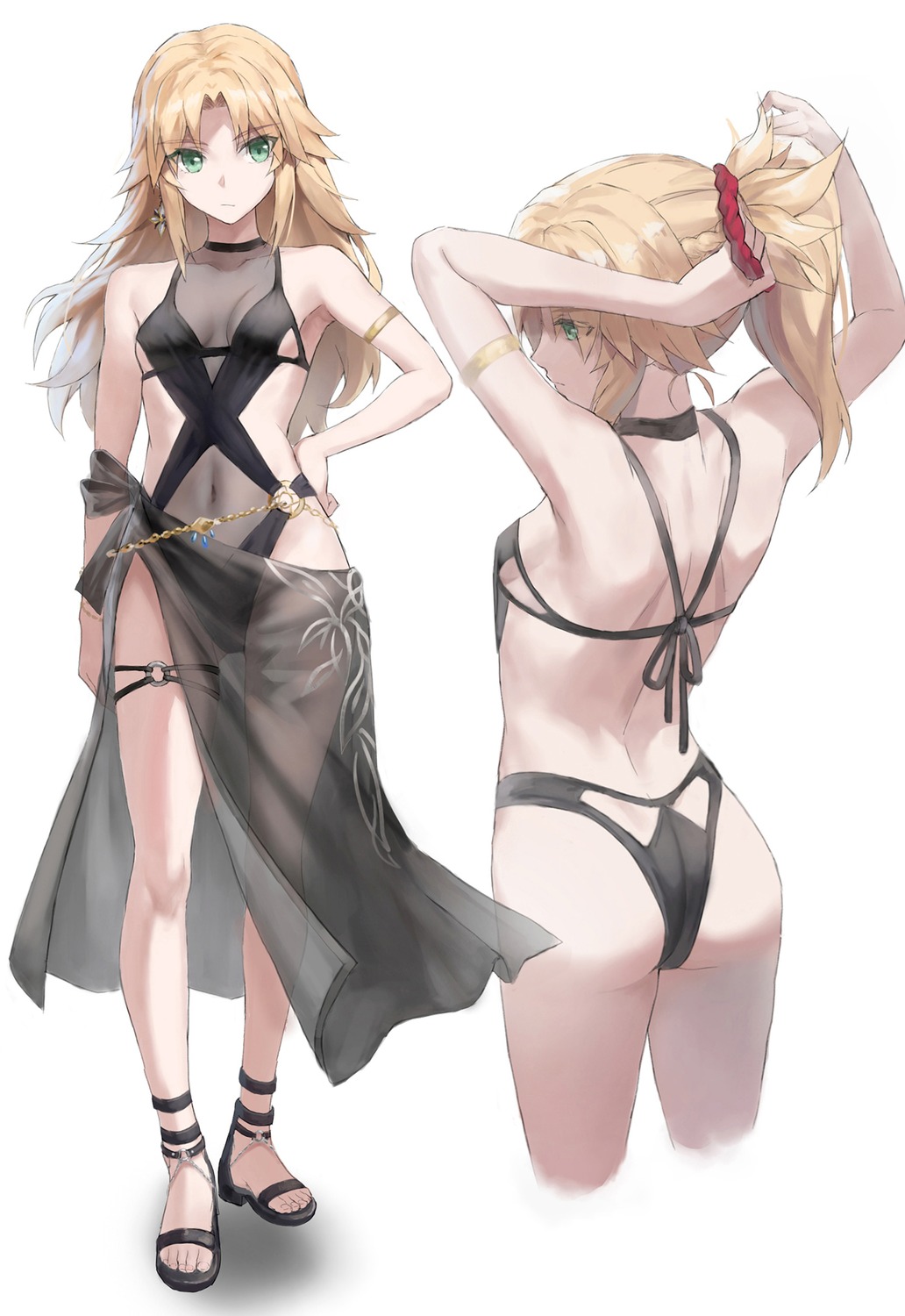 ass fate/apocrypha fate/grand_order fate/stay_night garter mordred_(fate) see_through swimsuits tonee