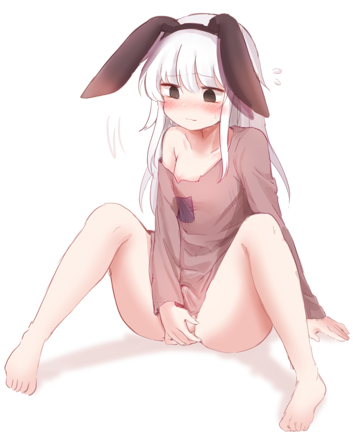 animal_ears bottomless bunny_ears honyang masturbation sketch trap