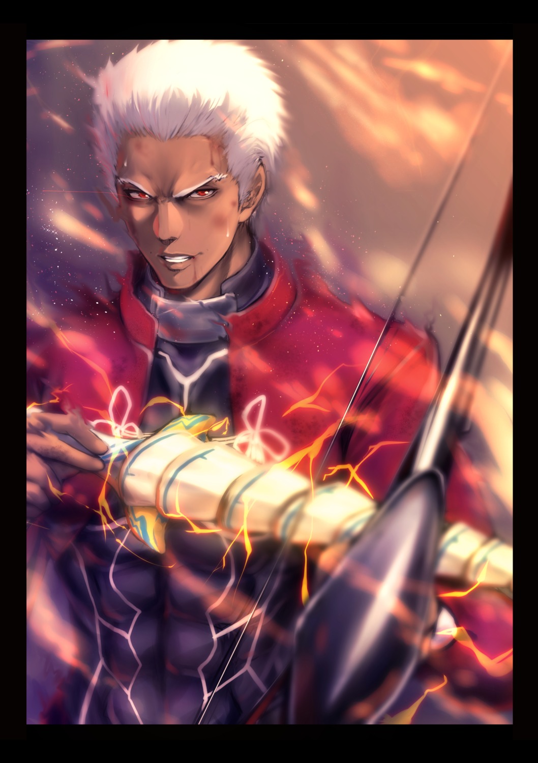 archer armor blood bodysuit fate/stay_night male weapon zucchini