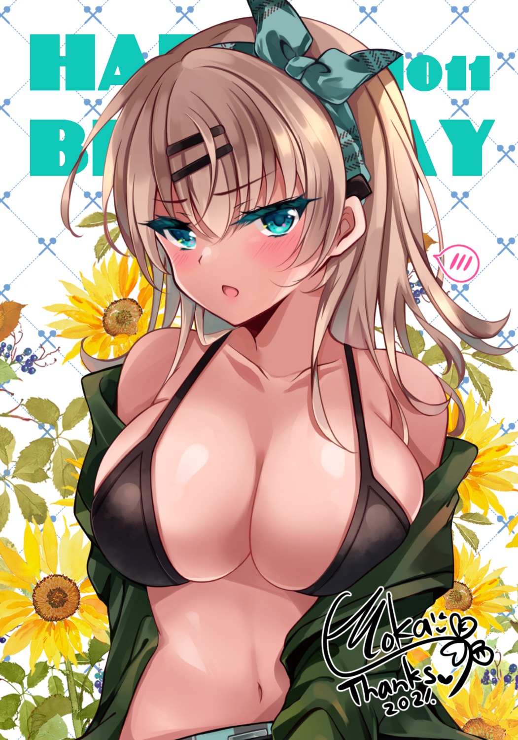 bikini_top cleavage ichiyou_moka open_shirt swimsuits