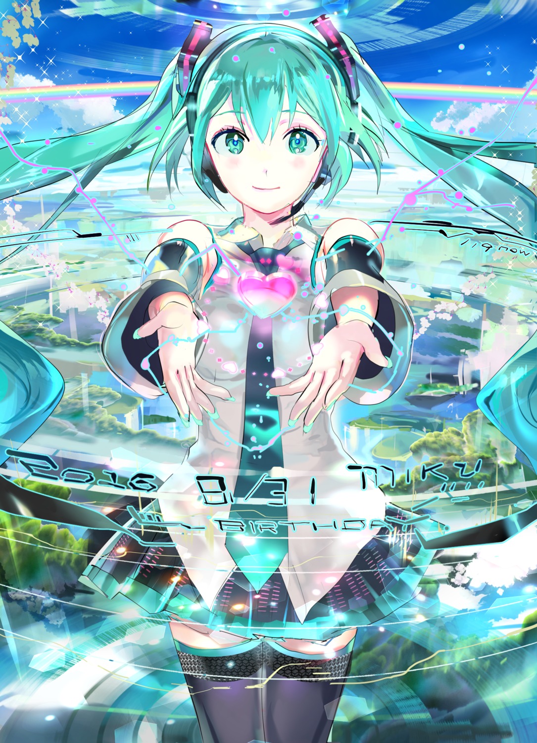 119 hatsune_miku headphones thighhighs vocaloid