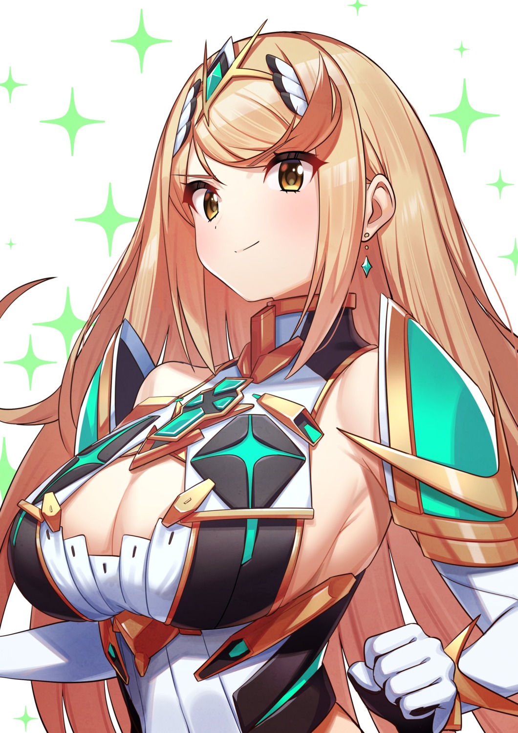 armor cleavage dress green322 hikari_(xenoblade_2) xenoblade