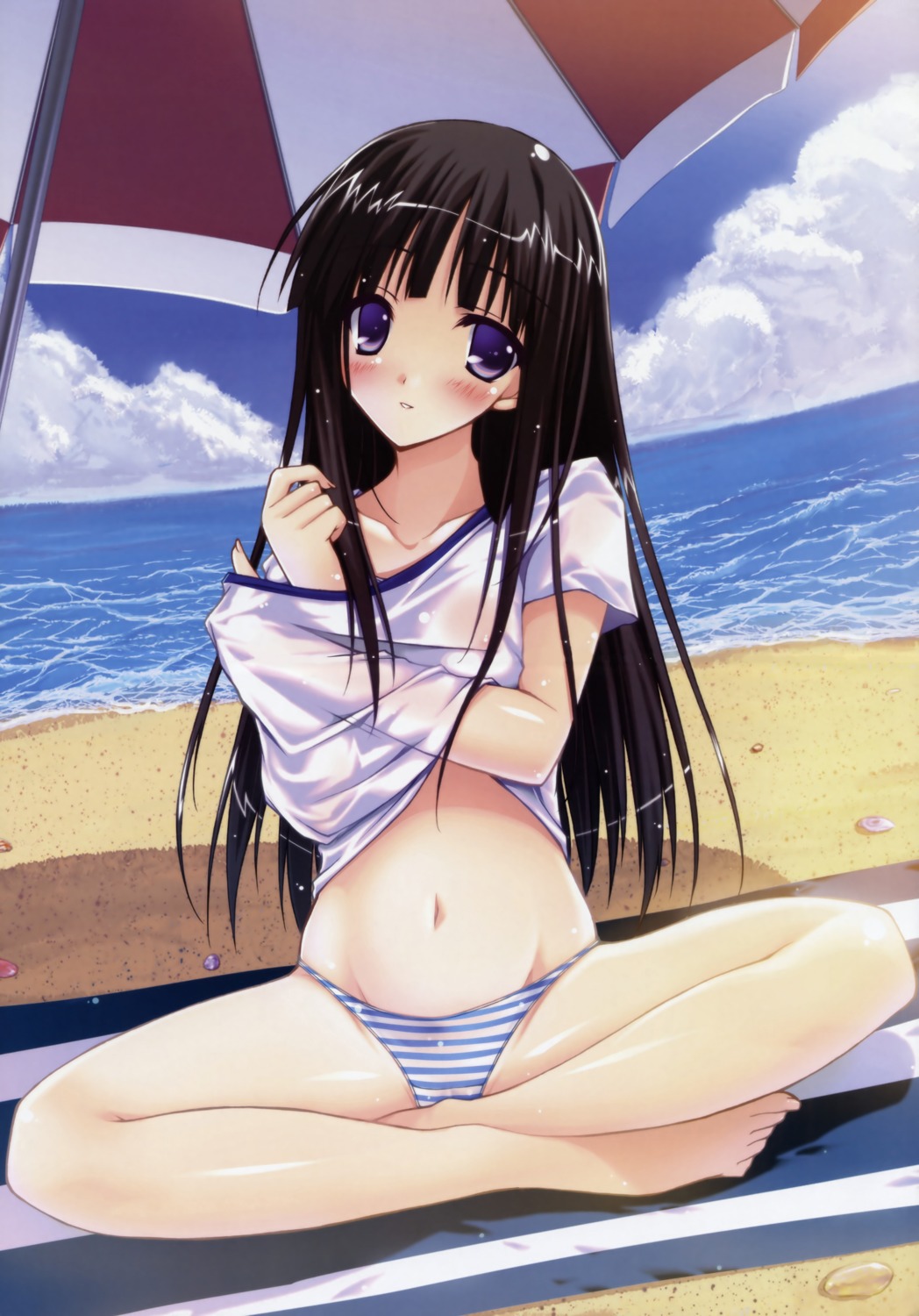 amane_sou bikini breast_hold kusanagi_yukino pastel see_through swimsuits undressing