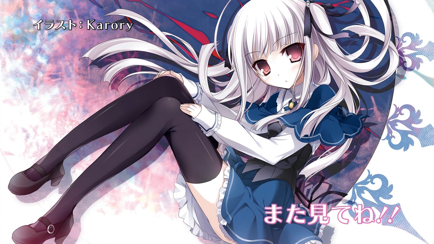 absolute_duo endcard heels karory seifuku skirt_lift thighhighs wallpaper yurie_sigtuna