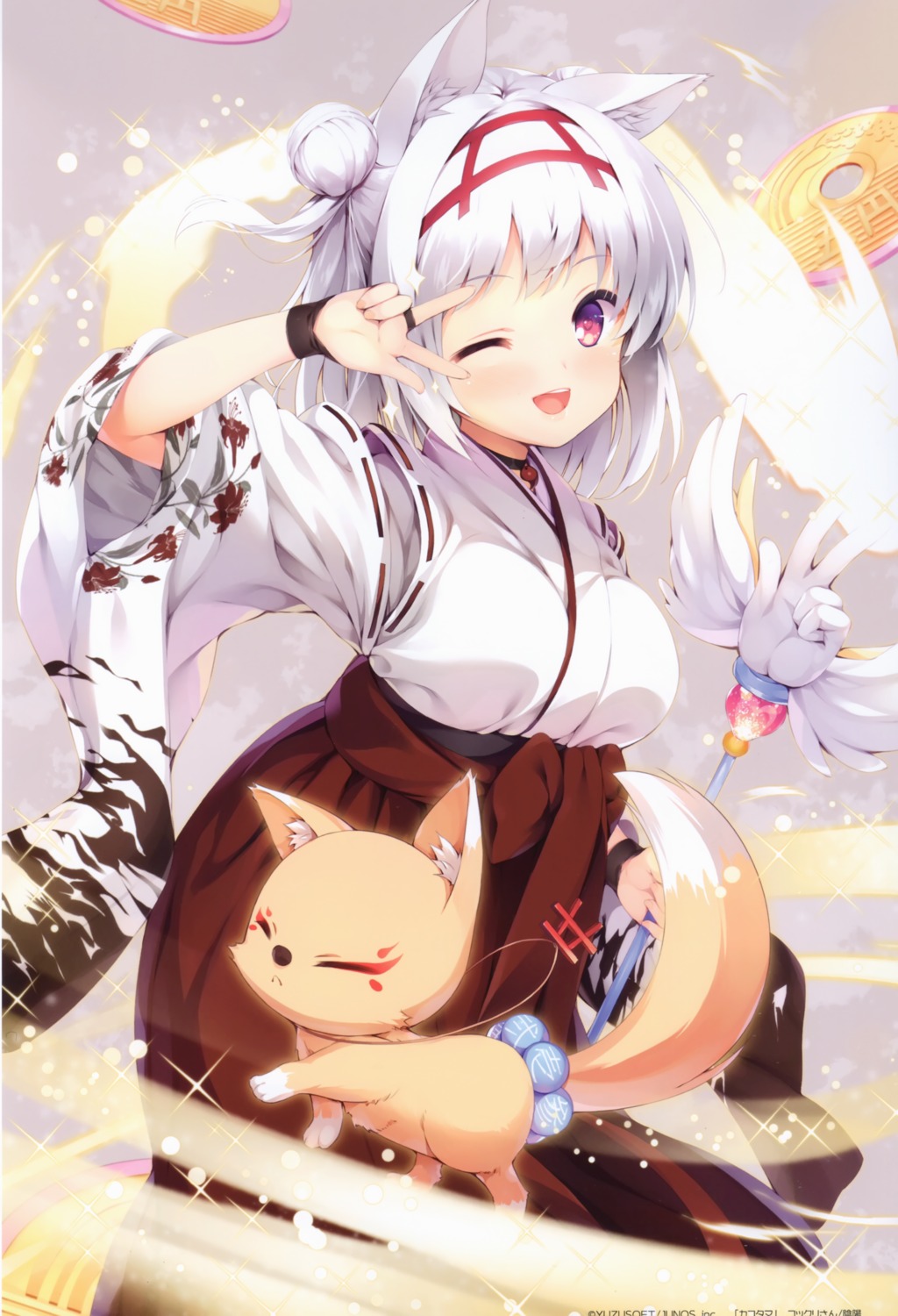 animal_ears kitsune miko senji tegone_spike weapon