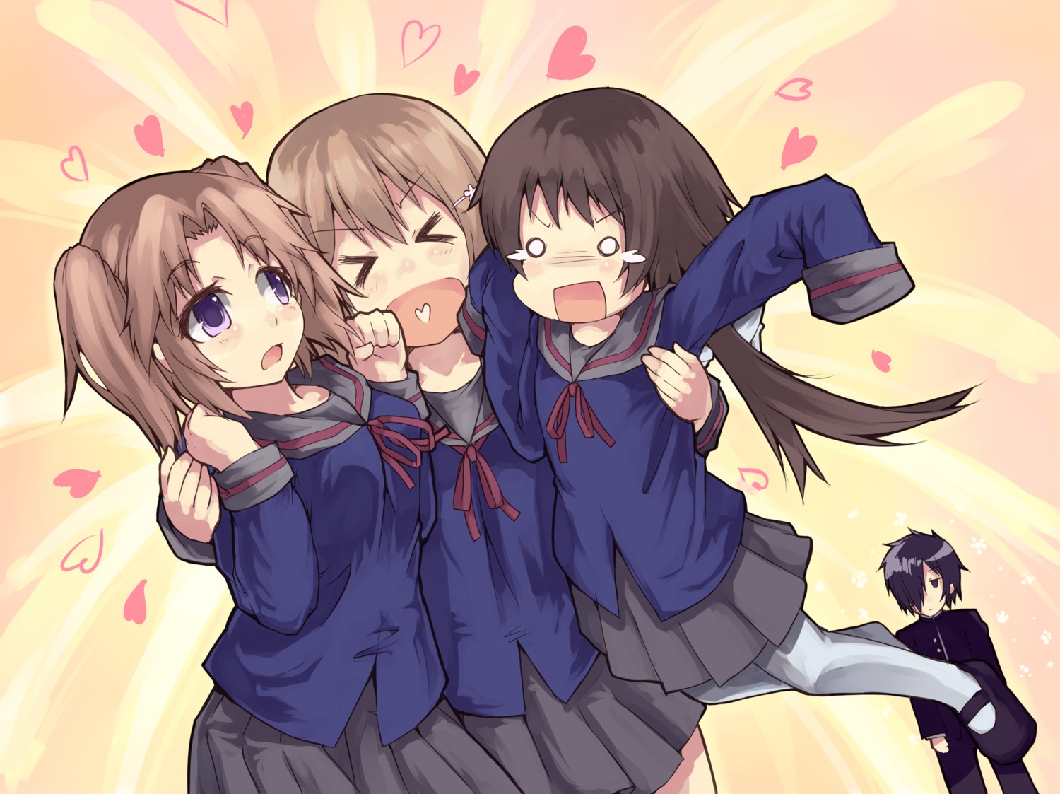 mikakunin_de_shinkoukei mitsumine_hakuya mitsumine_mashiro normaland seifuku yonomori_benio yonomori_kobeni