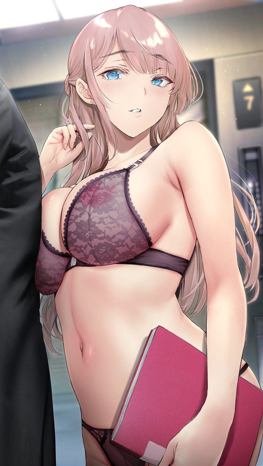 bra business_suit gentsuki nipples pantsu see_through