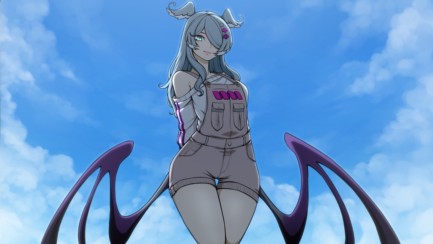 day-tan elira_pendora nijisanji nijisanji_en overalls sweater wallpaper wings