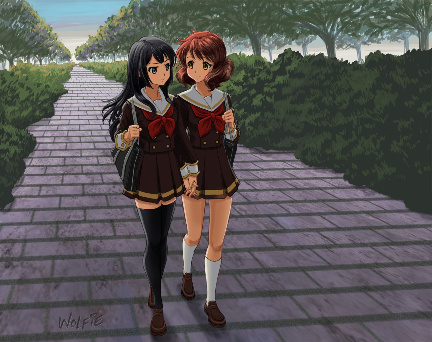 hibike!_euphonium kousaka_reina lone_wolf oumae_kumiko seifuku thighhighs