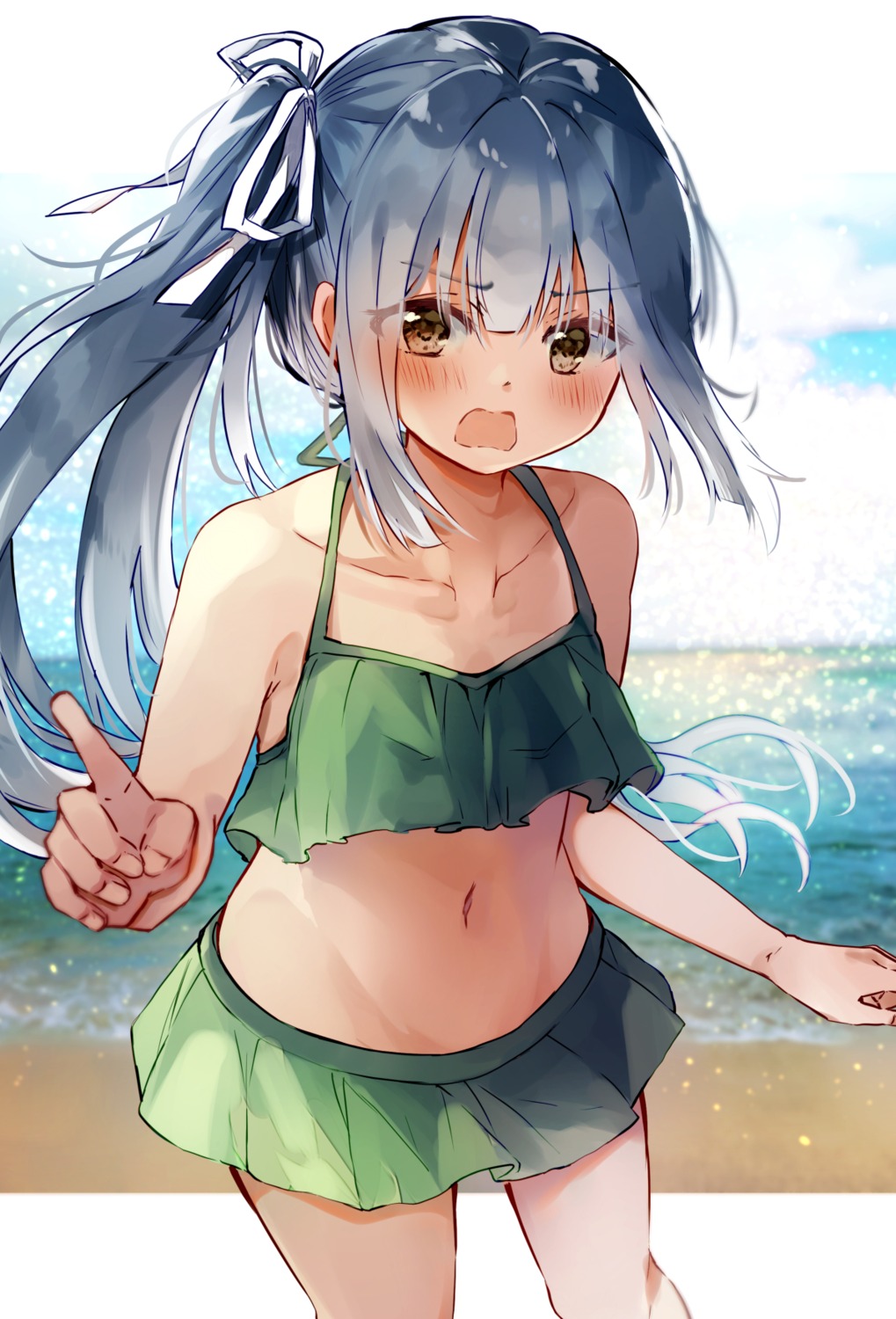 bikini kantai_collection kasumi_(kancolle) nanahamu swimsuits