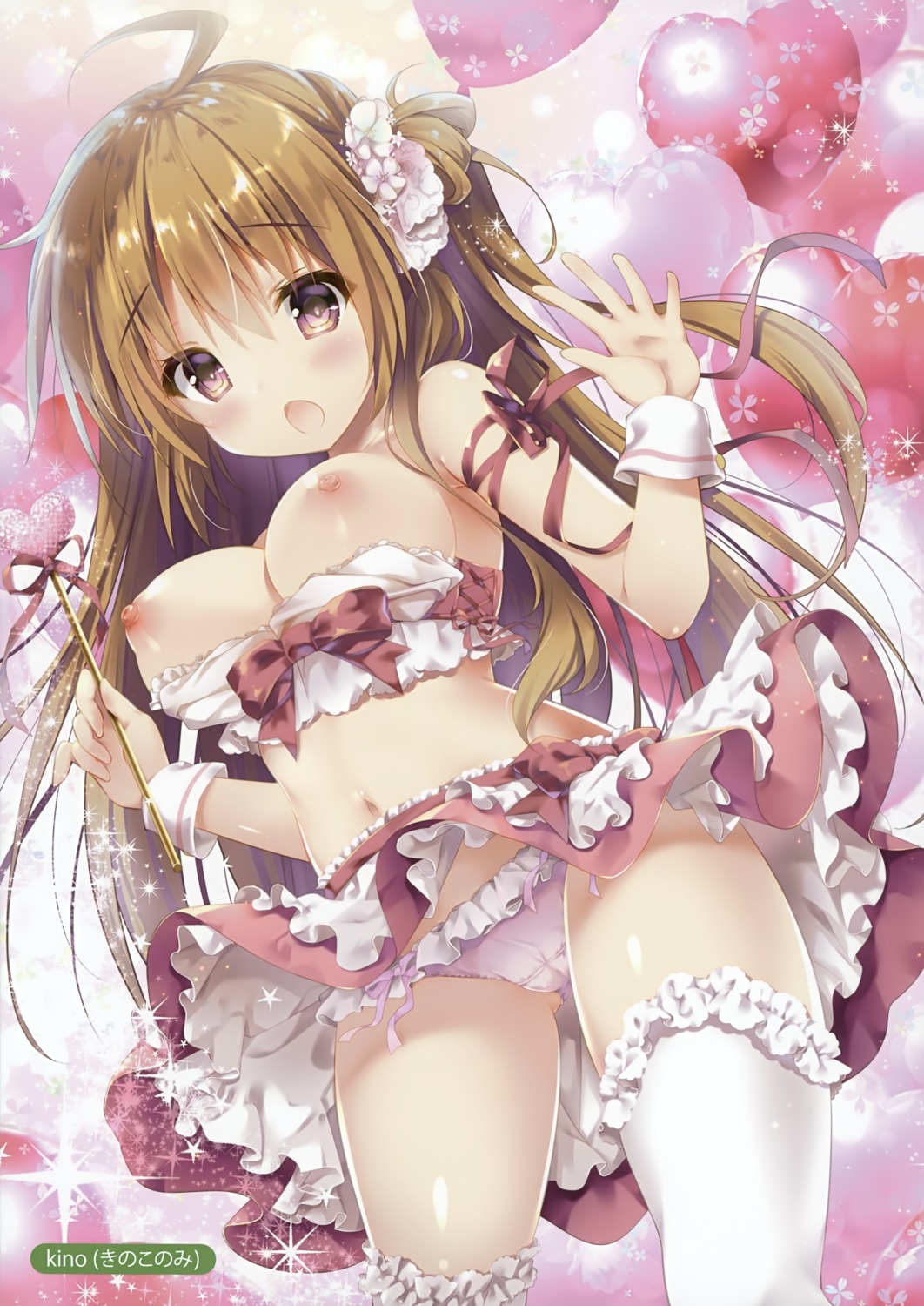 breasts kino nipples no_bra pantsu thighhighs