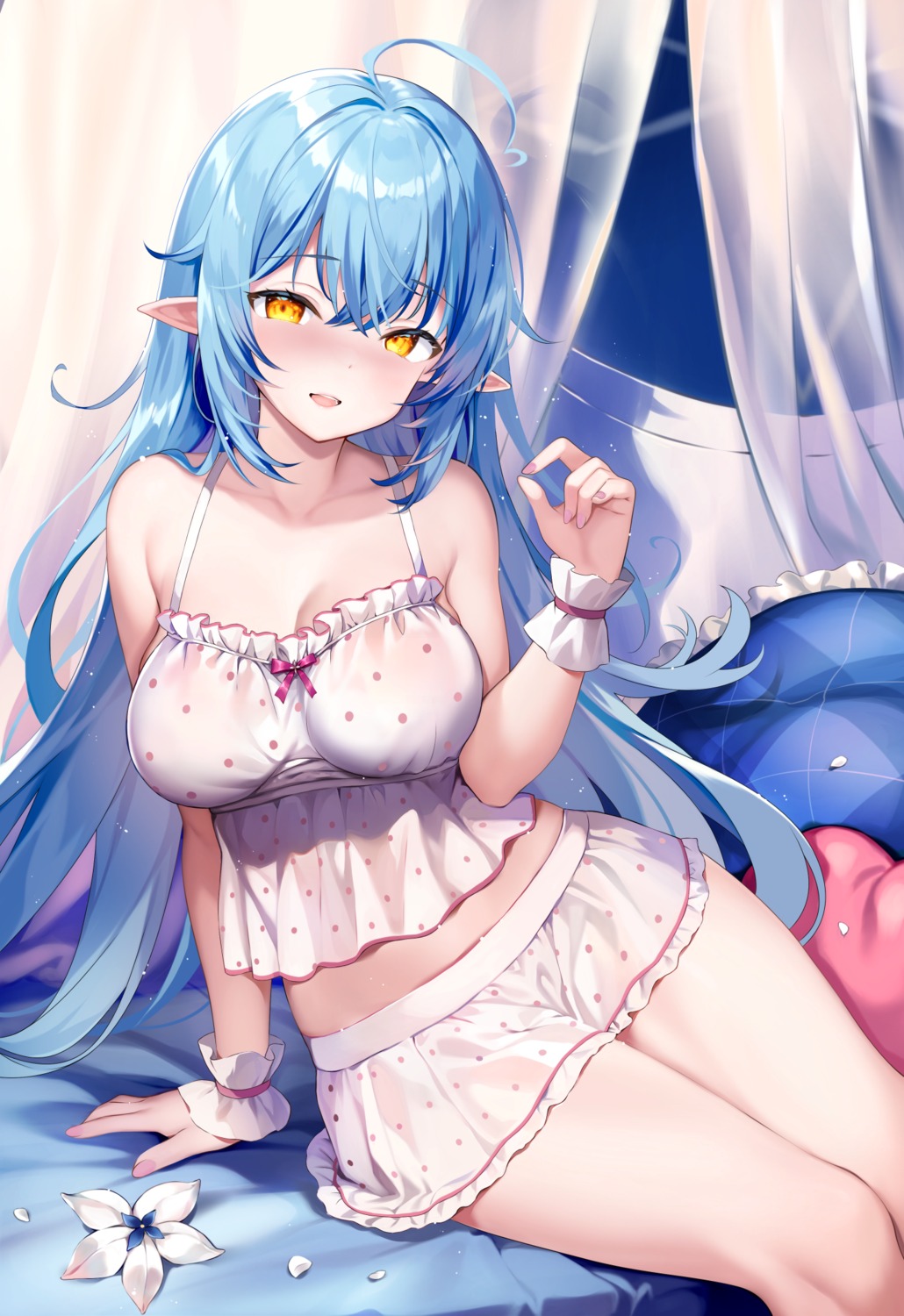 elf hololive lingerie pointy_ears rei see_through yukihana_lamy