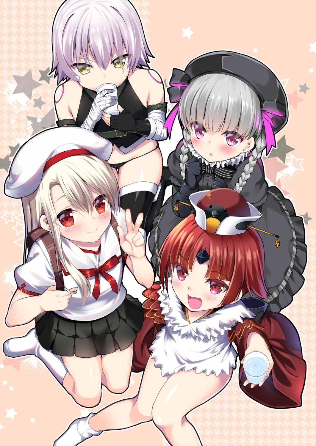 bandages benienma_(fate/grand_order) dress fate/grand_order illyasviel_von_einzbern jack_the_ripper lolita_fashion nursery_rhyme_(fate/extra) pantsu pikazo seifuku tattoo