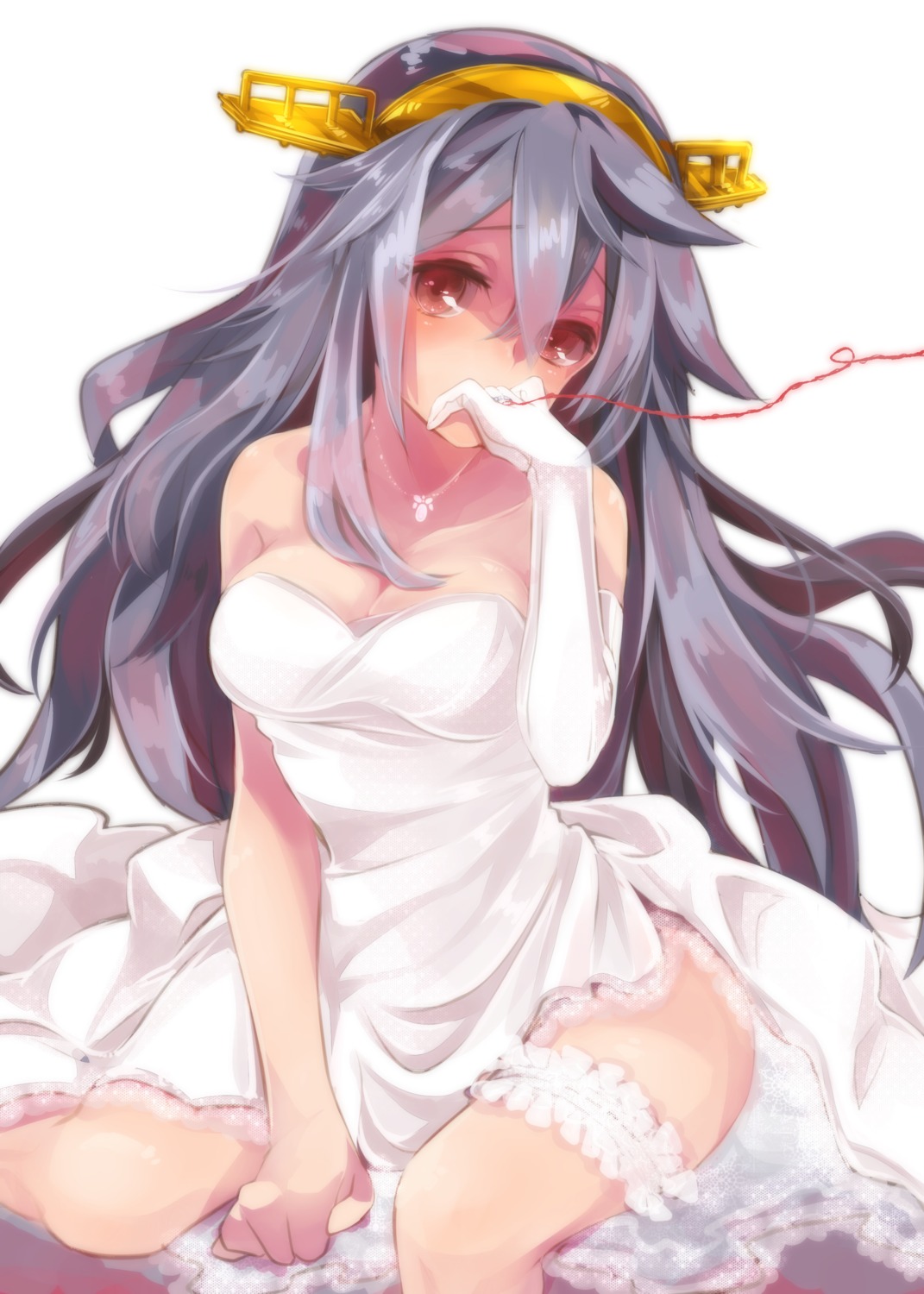 cleavage cointreau dress garter haruna_(kancolle) kantai_collection wedding_dress