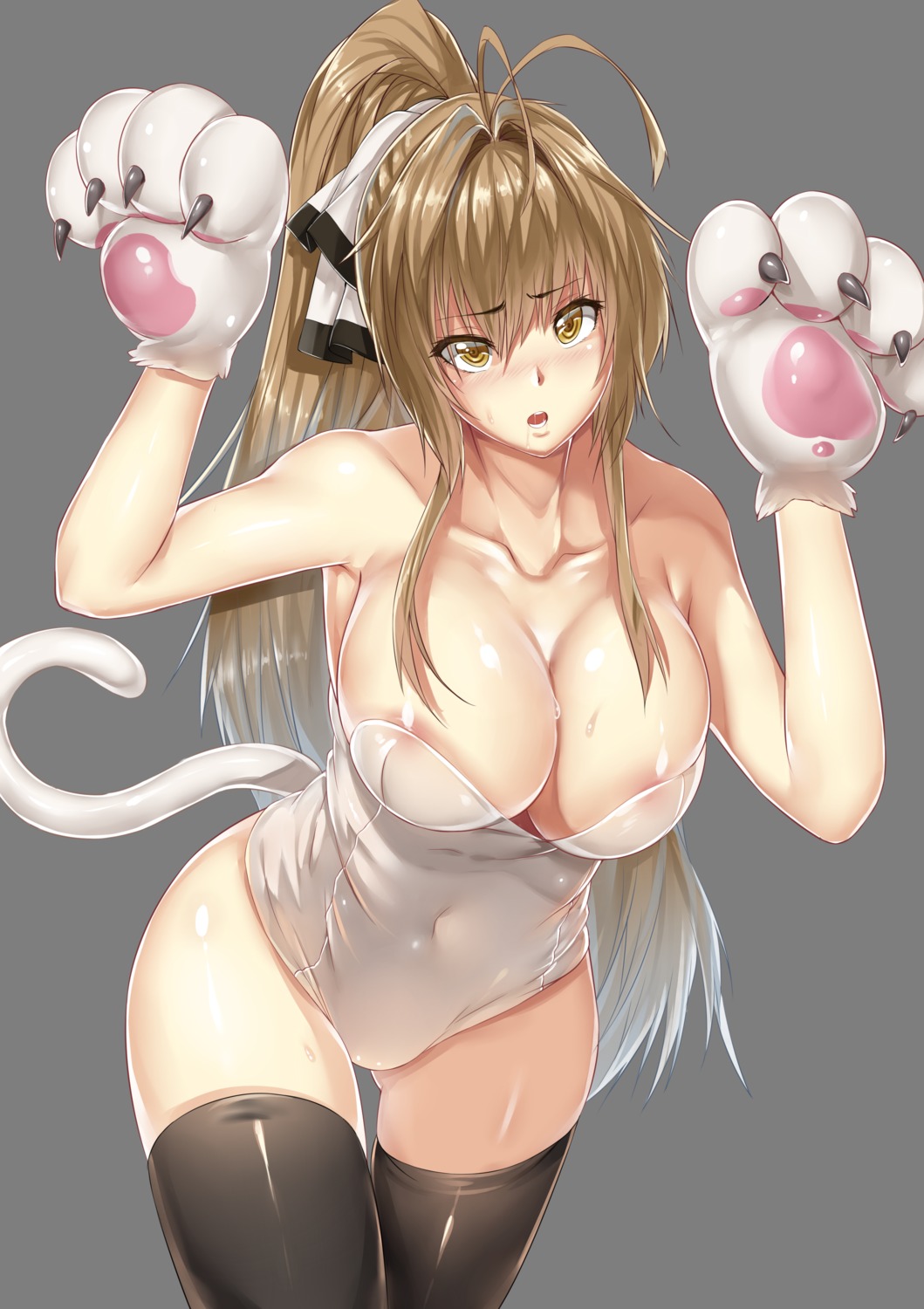 amagi_brilliant_park areola cleavage hews no_bra sento_isuzu tail thighhighs transparent_png