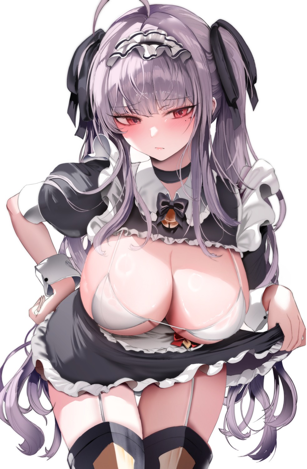 bikini maid skirt_lift stockings swimsuits thighhighs zerocat zeru