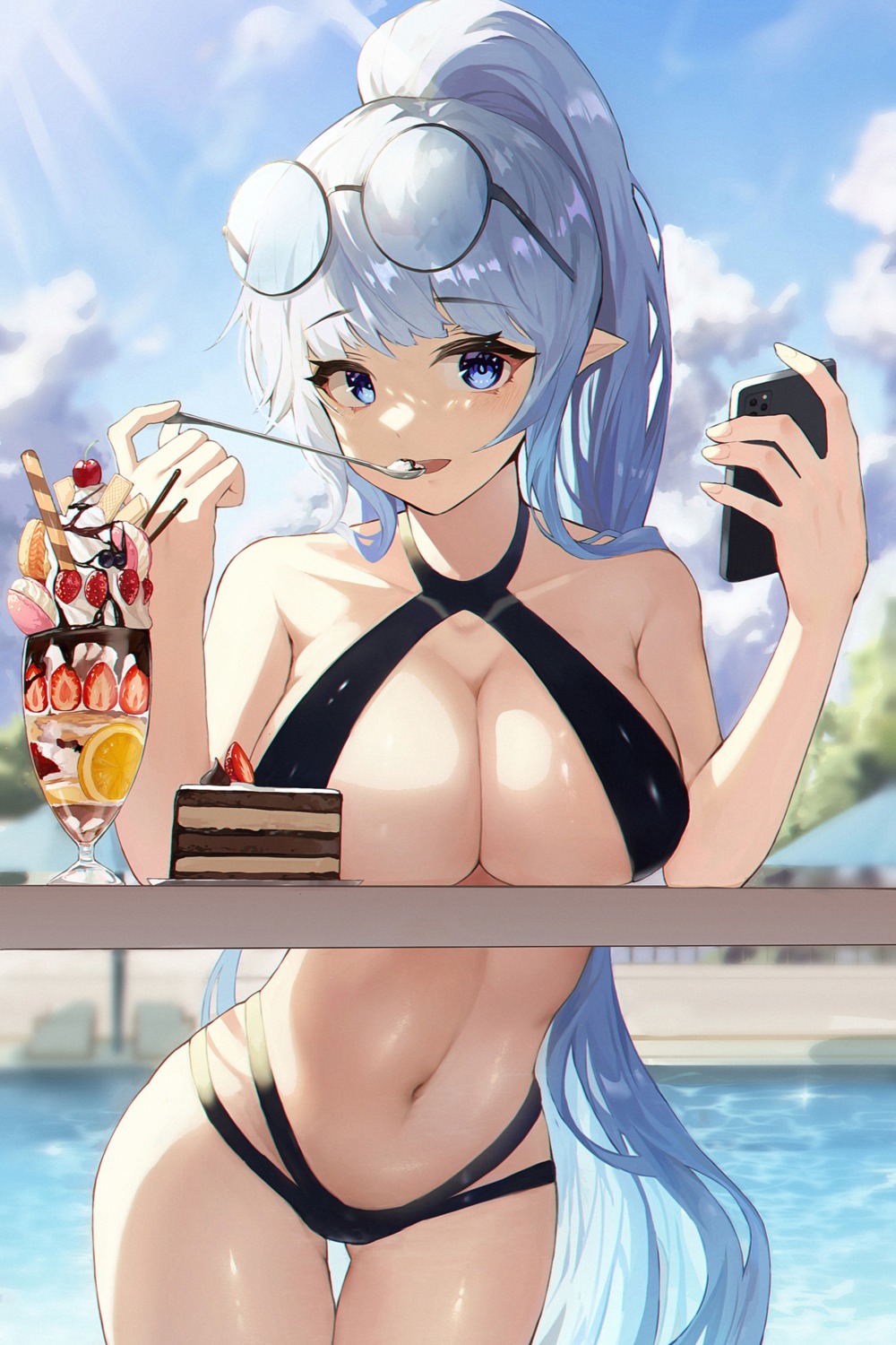 artist_revision bikini character_pria josal megane pointy_ears swimsuits