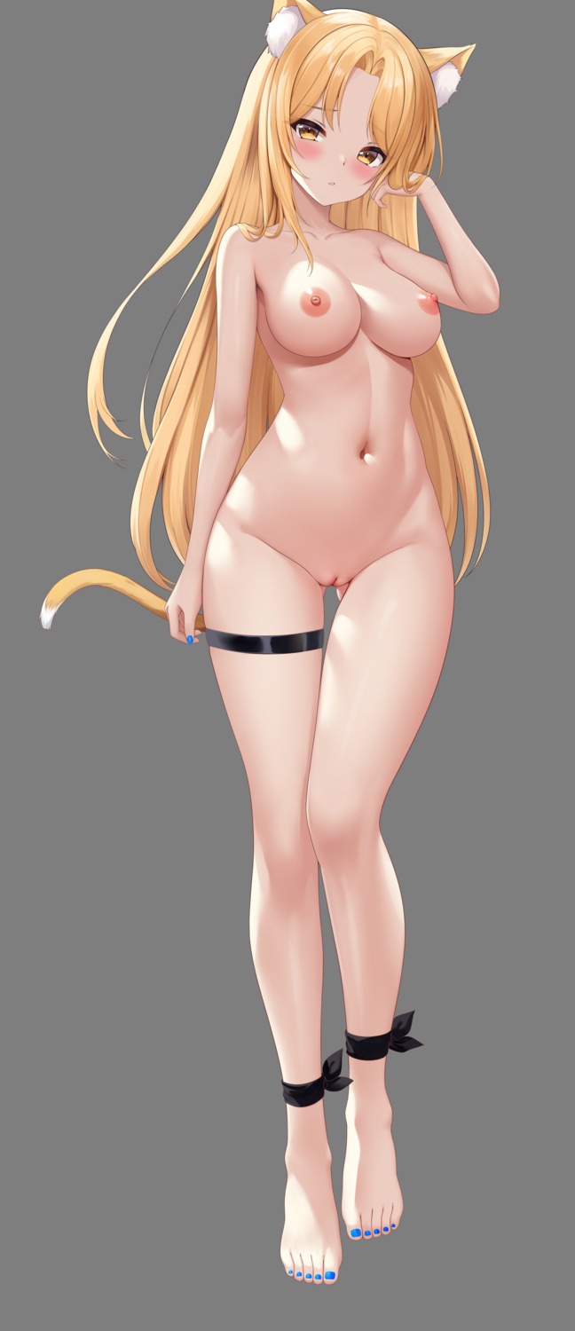 animal_ears garter naked nekomimi nipples pussy shenqi_(toid310) tail transparent_png uncensored