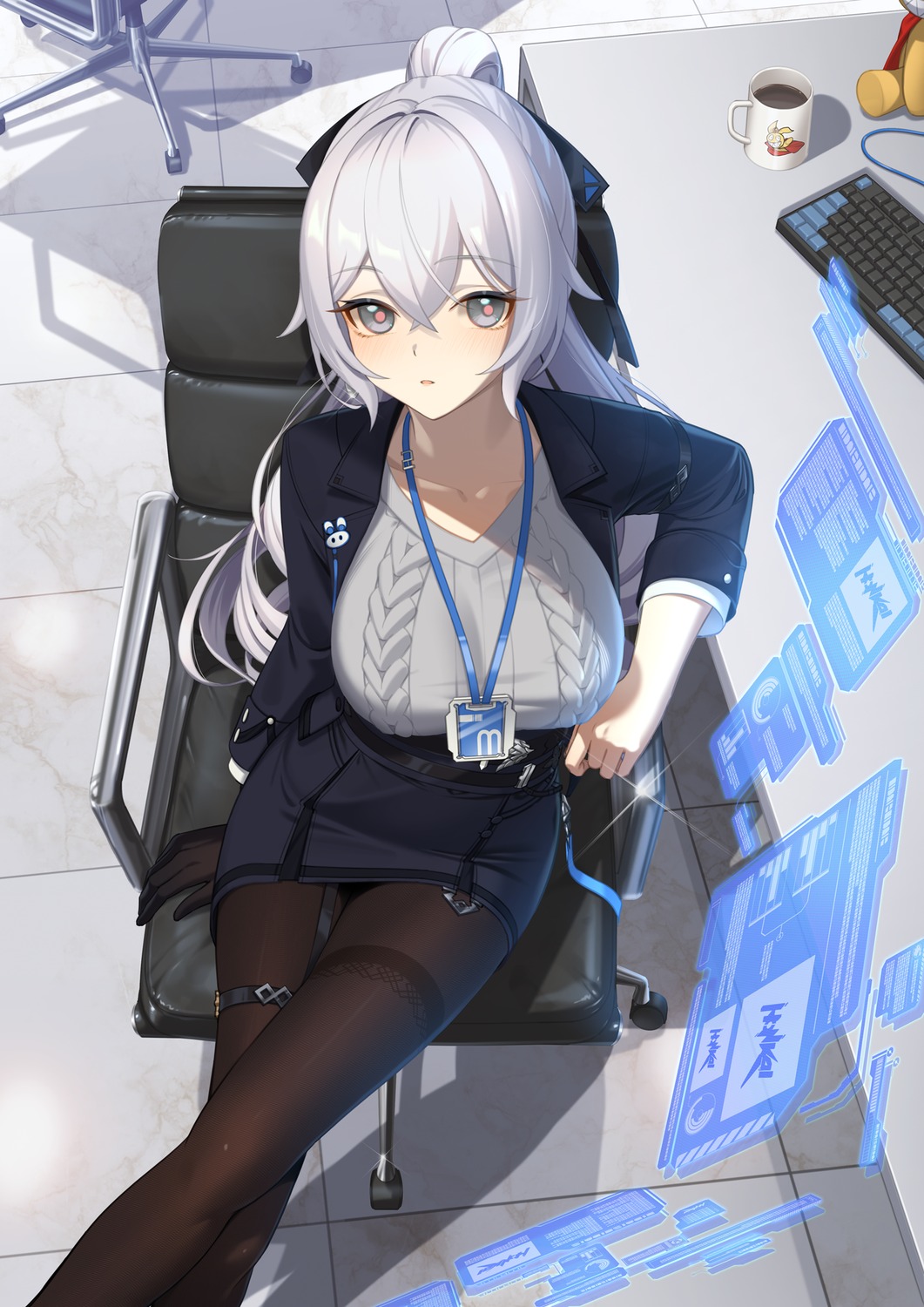 benghuai_xueyuan bronya_zaychik business_suit garter honkai_impact meda pantyhose sweater