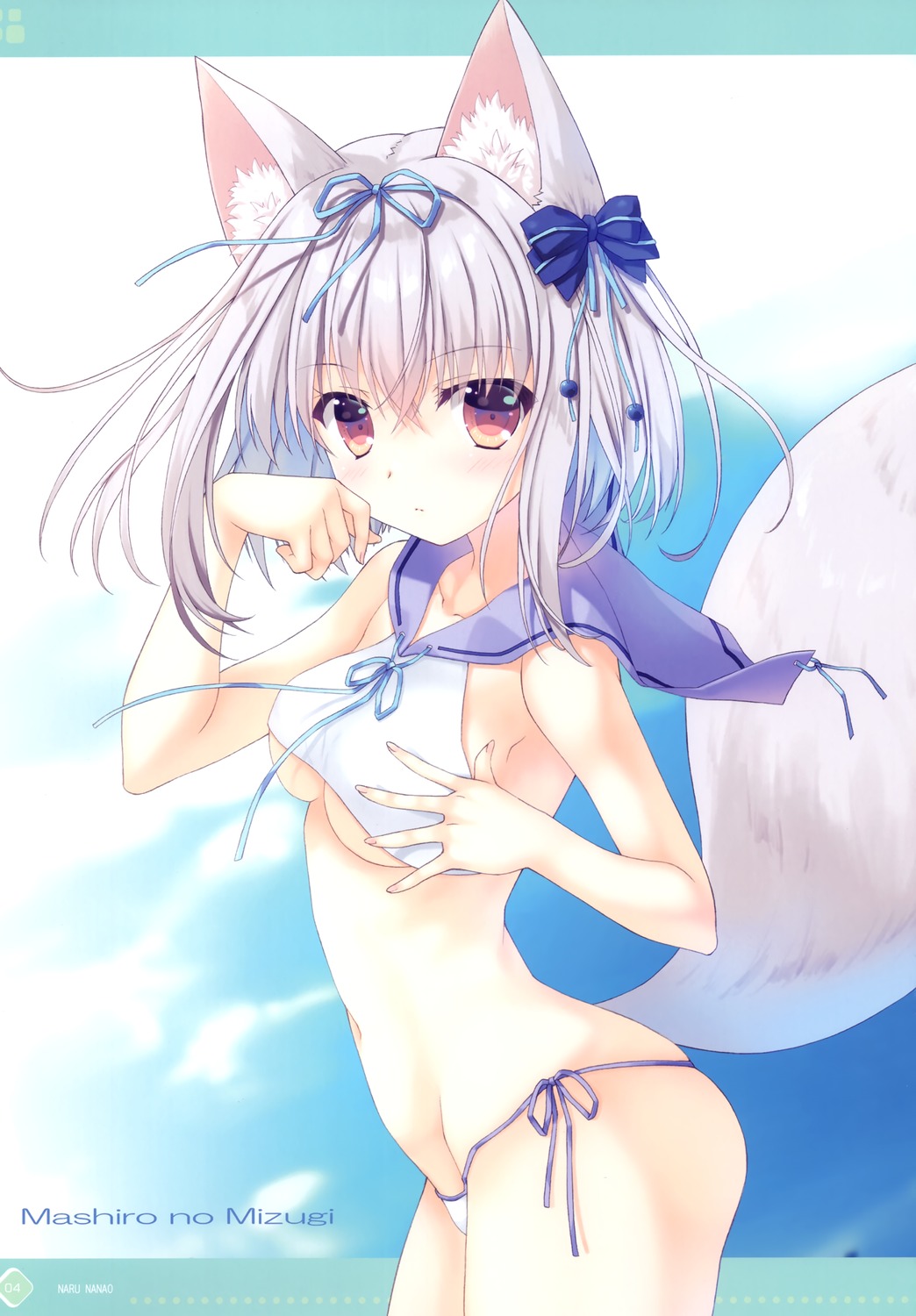 animal_ears ice_&_choco nanao_naru no_bra pantsu swimsuits tail