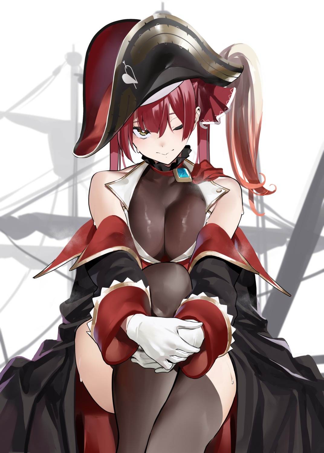 hololive houshou_marine jikatarou pirate thighhighs