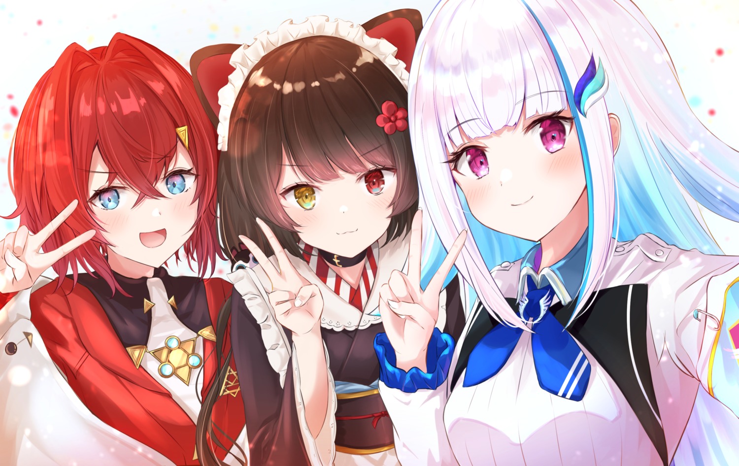 ange_katrina animal_ears heterochromia inui_toko inumimi lize_helesta maid nijisanji seifuku selfie sky_cappuccino wa_maid