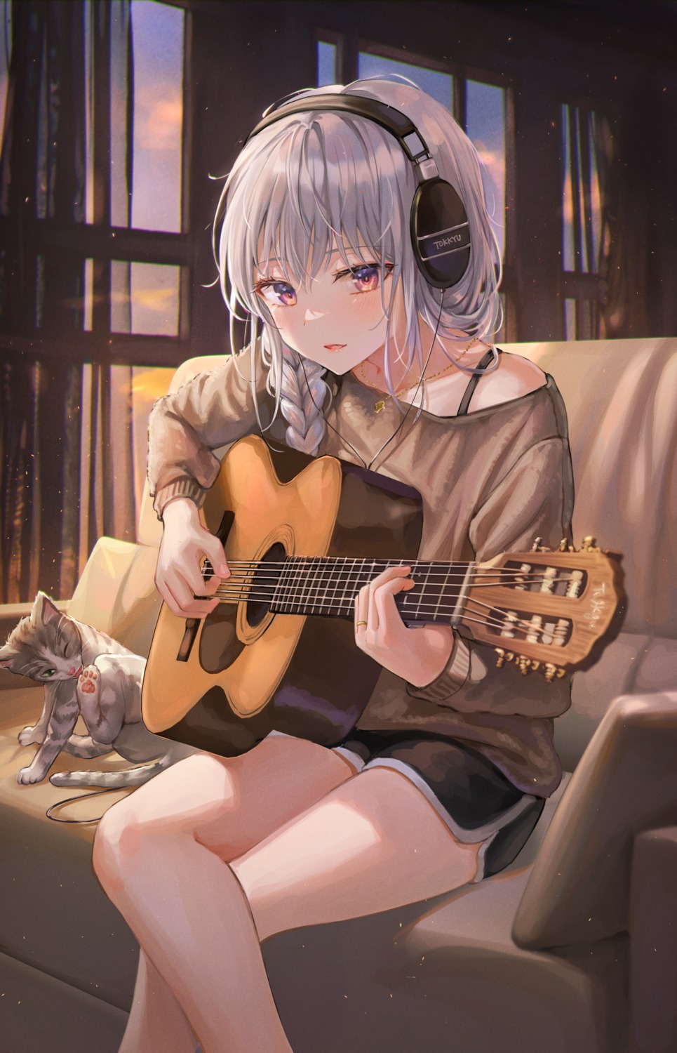 guitar headphones neko sweater tokkyu