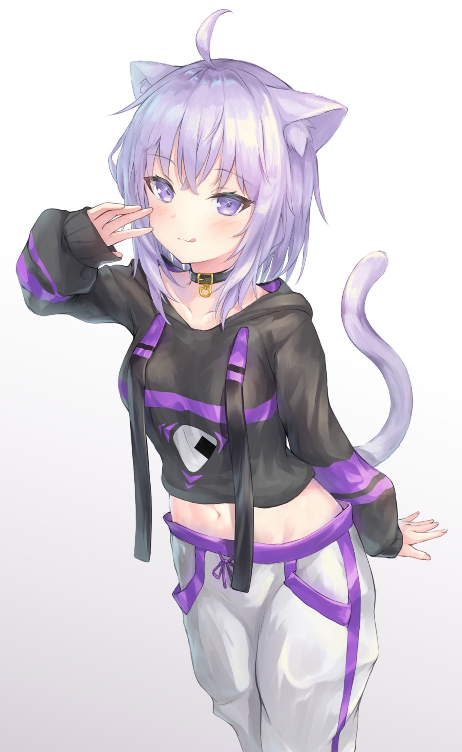 animal_ears hololive hololive_gamers nekomata_okayu nekomimi parfait tail