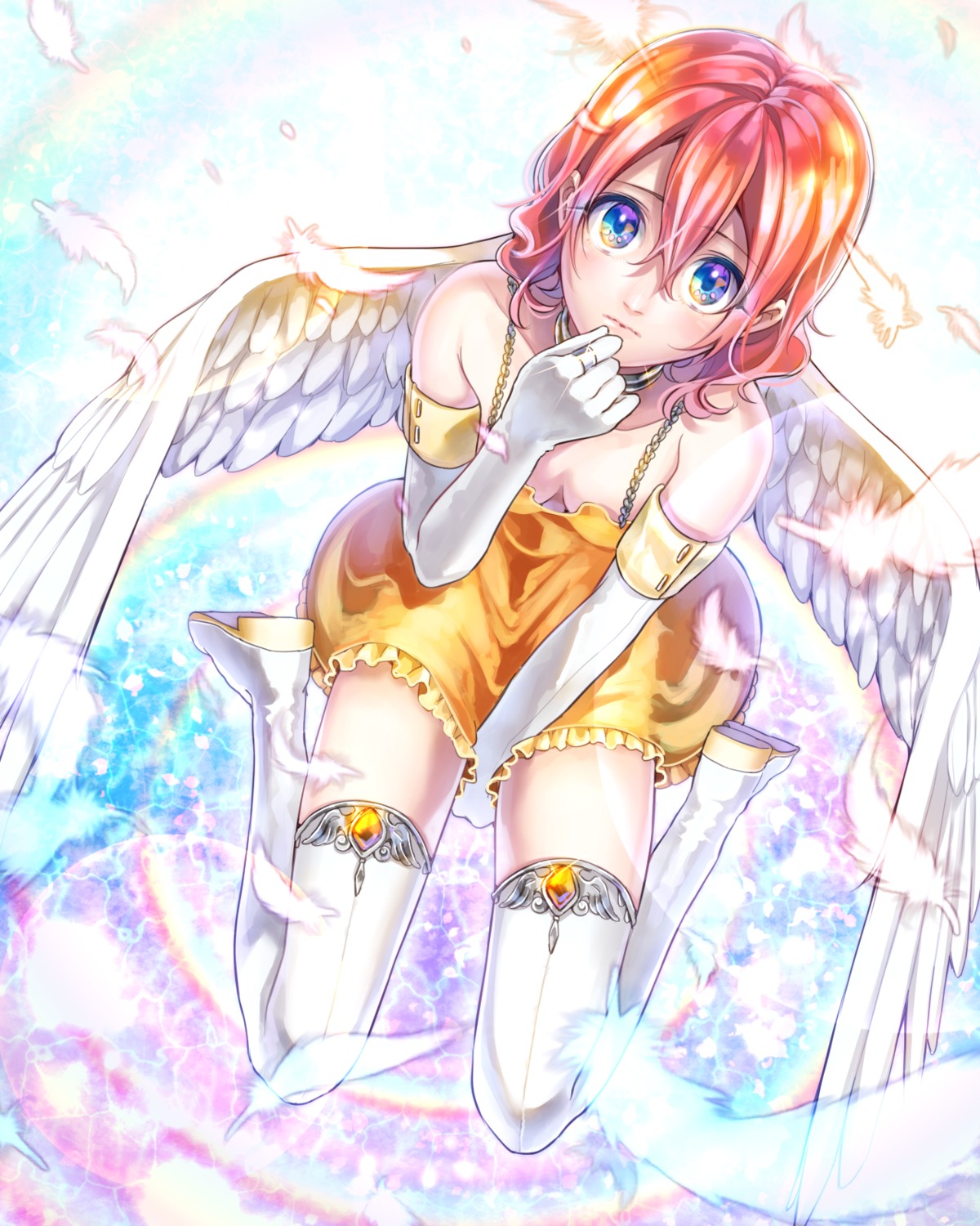 dress haboshi_hitomi no_bra thighhighs wings