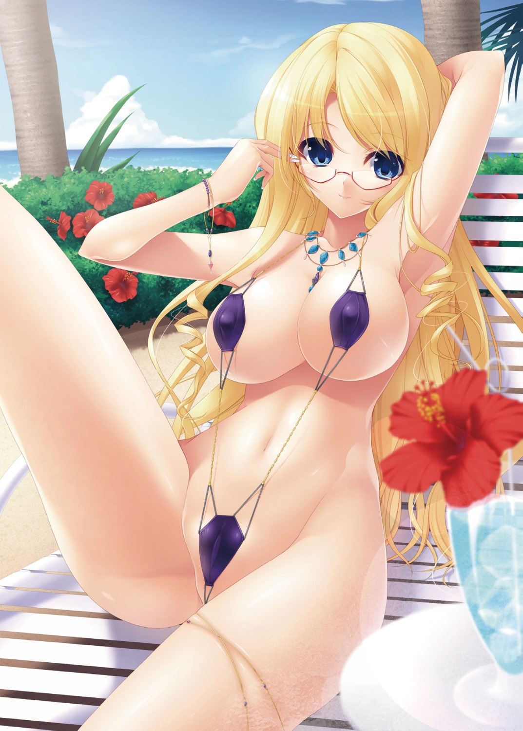 cleavage erect_nipples megane nakano_sora sling_bikini swimsuits