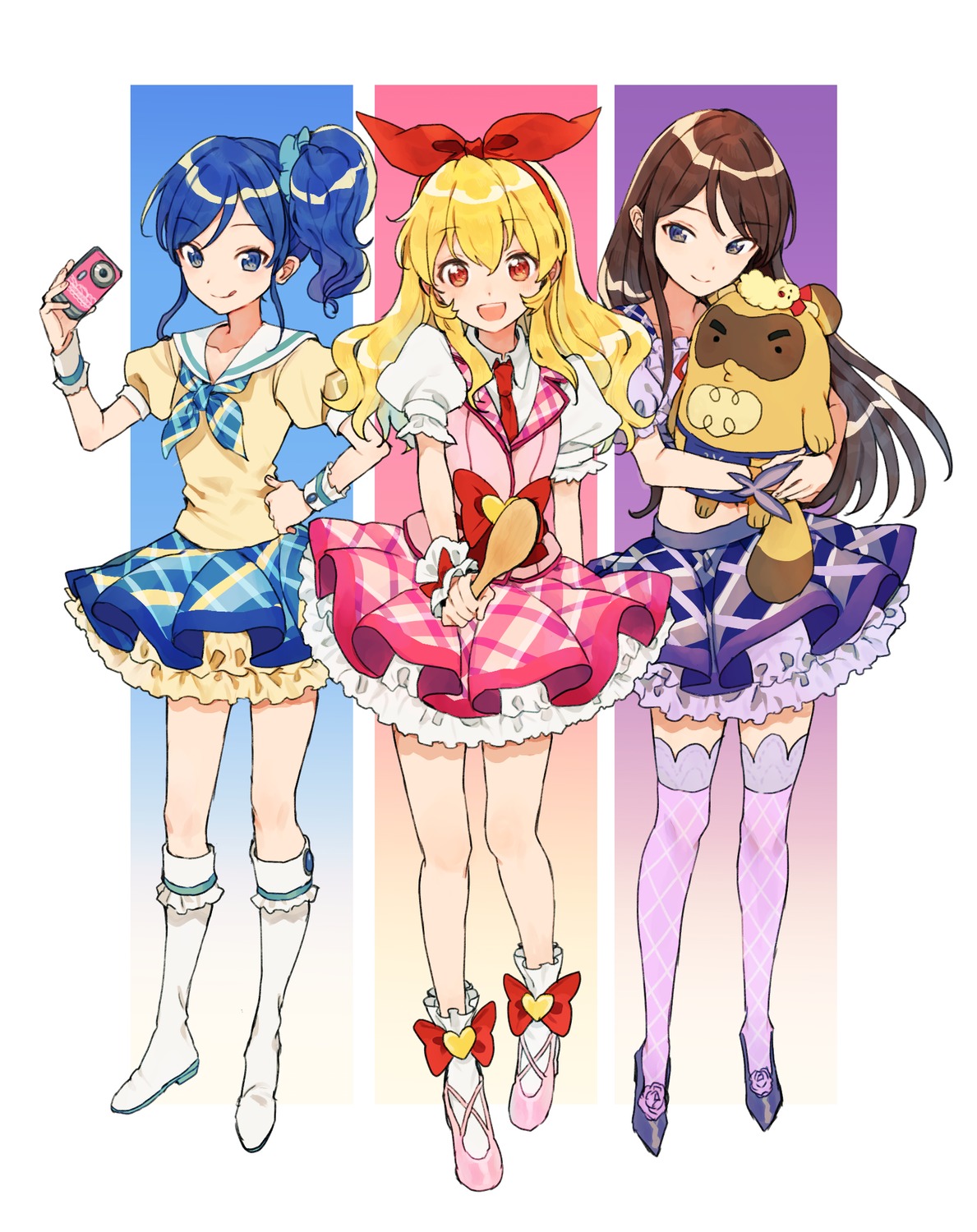 aikatsu! hoshimiya_ichigo kiriya_aoi kurodeko seifuku shibuki_ran thighhighs