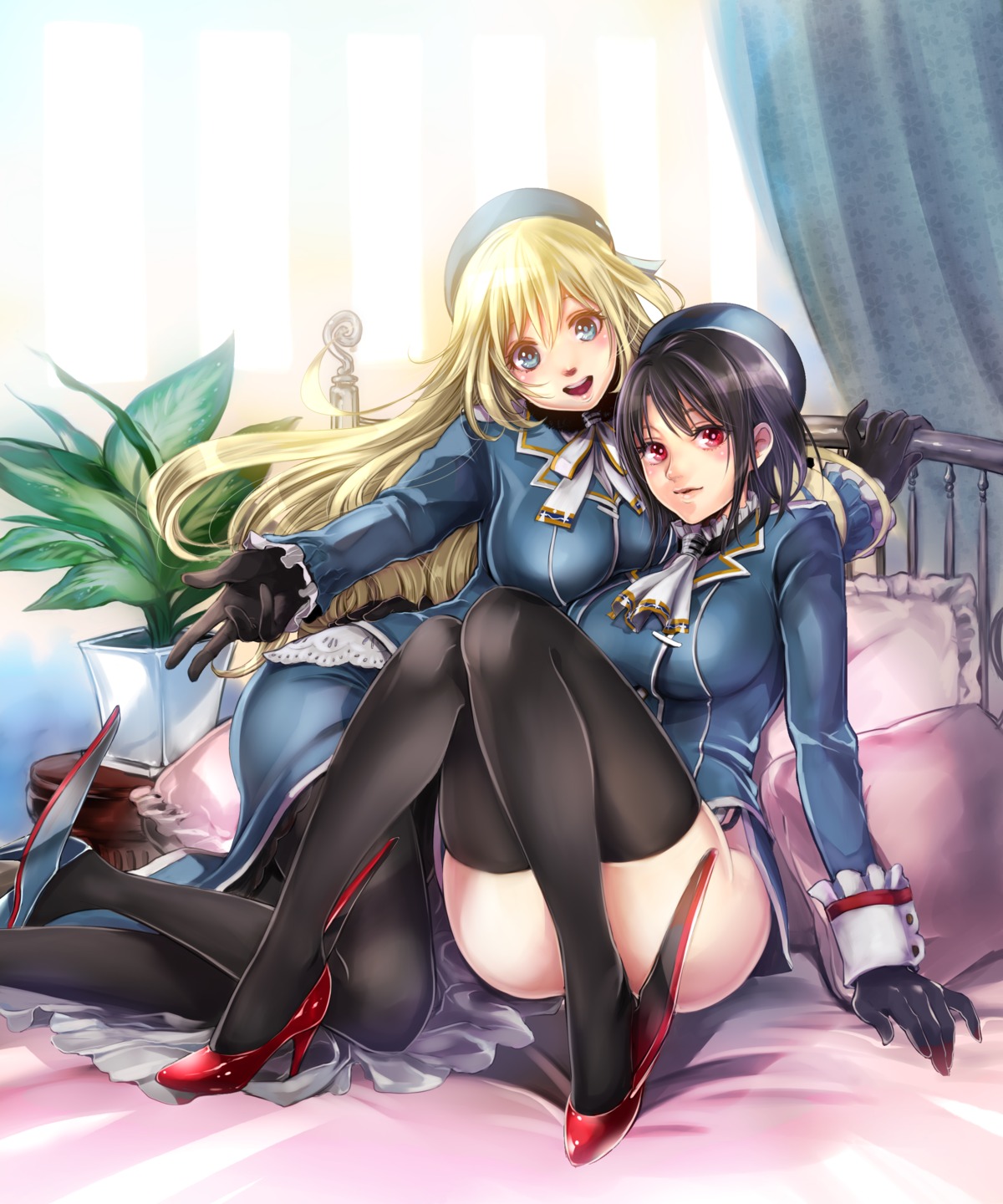 atago_(kancolle) heels kantai_collection pantyhose takao_(kancolle) thighhighs yuho